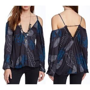 Free People deep emera long sleeve shirt medium boho chic bohemian hipster